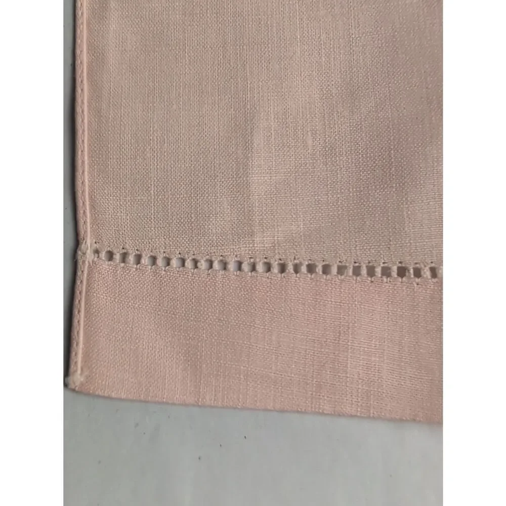 Vintage Floral Embroidered Peach Linen Guest Towels NWT